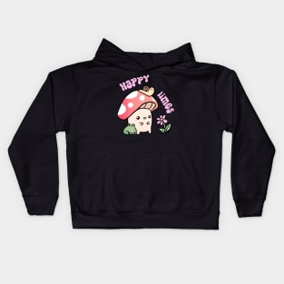 Happy Times a cute fun mushroom and frog and snail friends Kids Hoodie